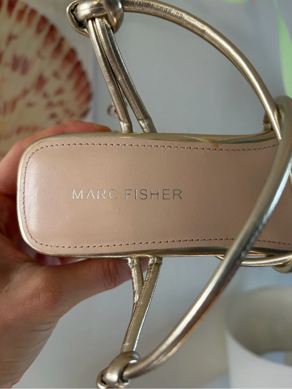 Marc Fisher Metallic Gold Strappy Platform Wedge Sandals